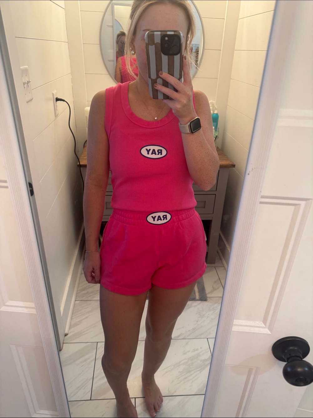 Hot Pink Ribbed Tank & Shorts Lounge Set